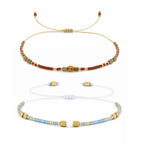 1/2/3pcs Boho Beaded Bracelets for Men,Handmade Mini Gold Color Stainless Steel Beads Glass Seeds Wristband,Summer Jewelry