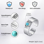 Natural Stone Devils Eyes Ring for Men,Punk Waterproof Stainless Steel Adjustable Cuff Ring,Türkiye Exorcism Jewelry Gift