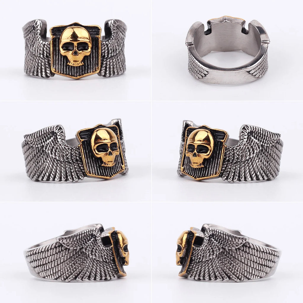 PENDRA Skull Wing Motorcycle Steel Ring