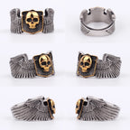PENDRA Skull Wing Motorcycle Steel Ring