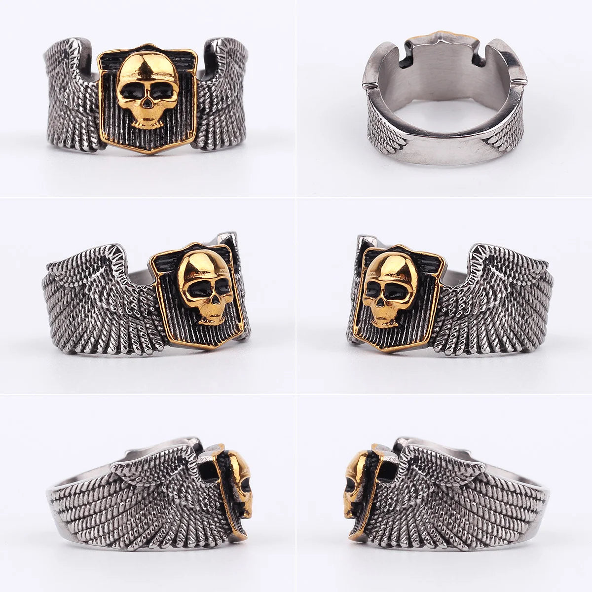 PENDRA Skull Wing Motorcycle Steel Ring