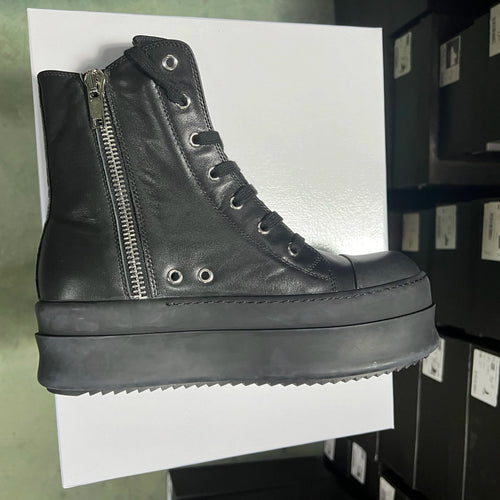 Brand Designer Women Ankle Boot Platform 6cm High Original Casual Luxury Girl Dress Black Punk Leather Zipper Flat Street Shoe