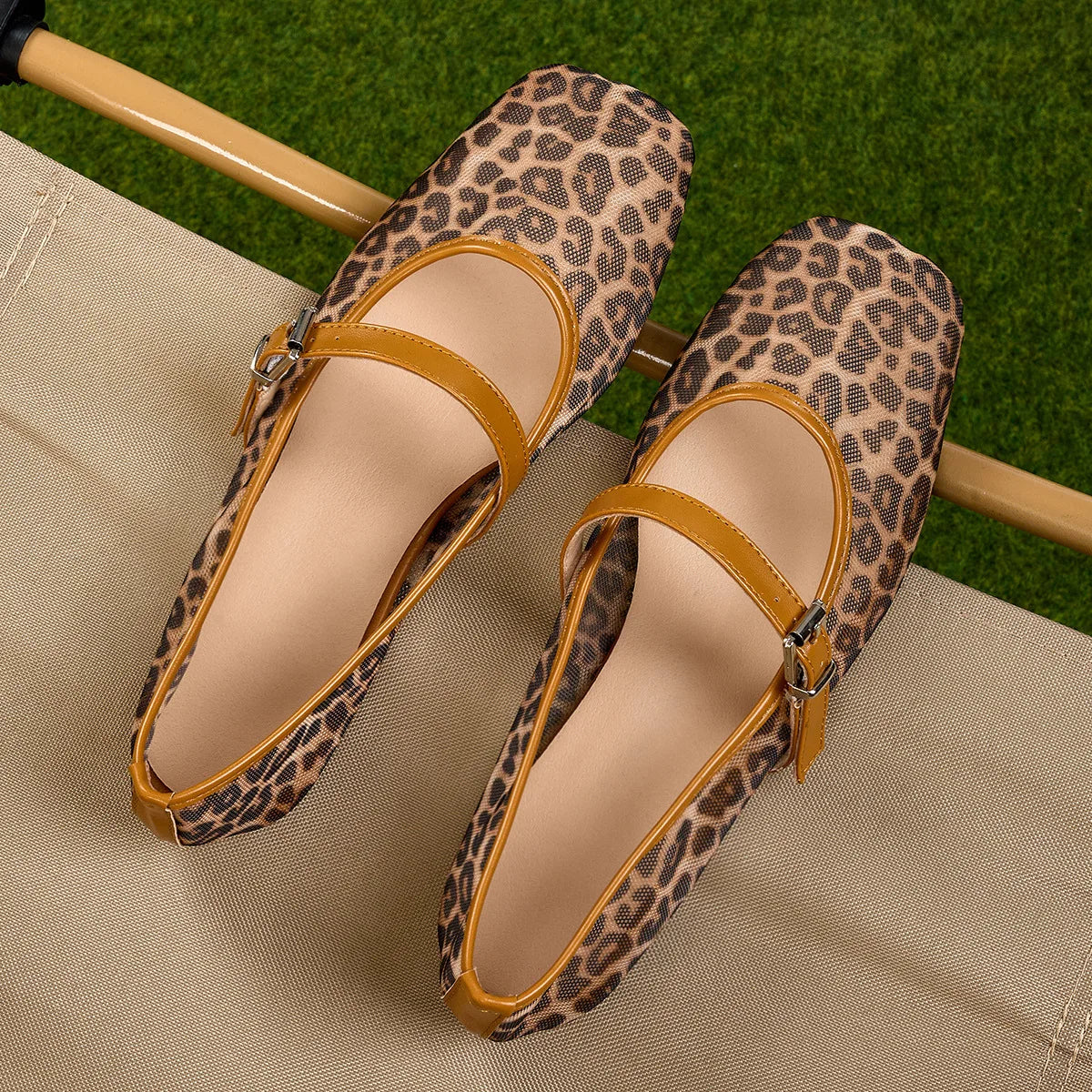 PENDRA Leopard Mesh Flat Shoes