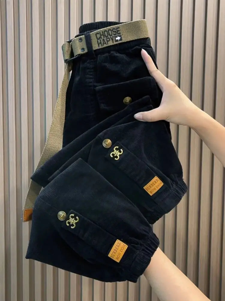 Solid Color Thick Warm Corduroy Pants Women 2023 Autumn Winter Korean Loose Casual Pants Harem Trousers