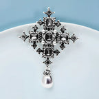 PENDRA Royal Cross Vintage Crystal Pearl Brooch