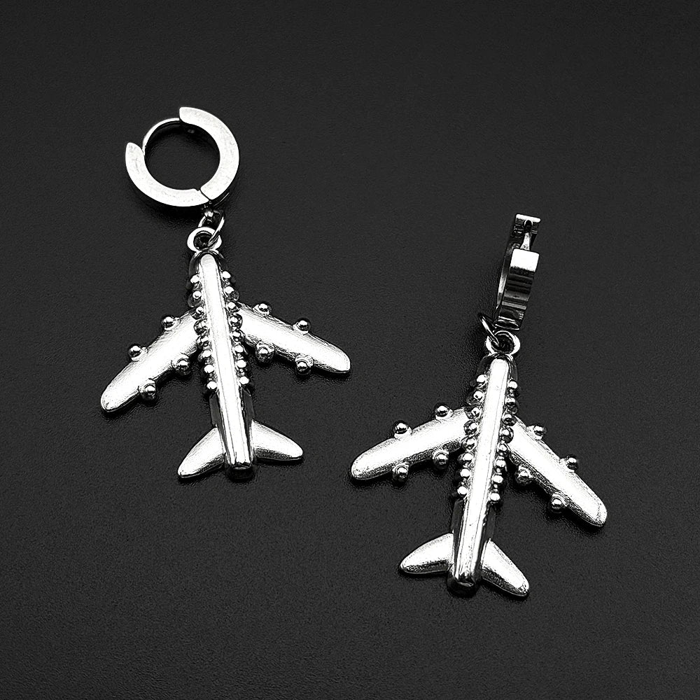 Aircraft Plane Airplane Earrings For Women Men Stainless Steel Silver Color Simple Cute Fashion Charm Dangle Ear Jewelry Gifts