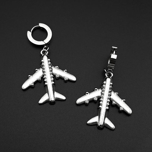 Aircraft Plane Airplane Earrings For Women Men Stainless Steel Silver Color Simple Cute Fashion Charm Dangle Ear Jewelry Gifts