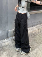 PENDRA Bowtie Wide Leg Drawstring Cargo Pants