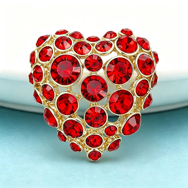 PENDRA Amoria Cute Rhinestone Heart Brooch