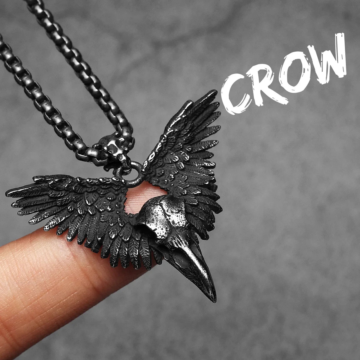 PENDRA Raven Crow Steel Necklace