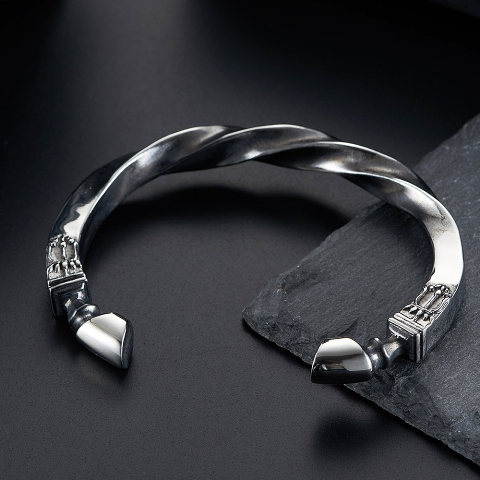 PENDRA Dragon Totem Stainless Steel Open Cuff Bracelet