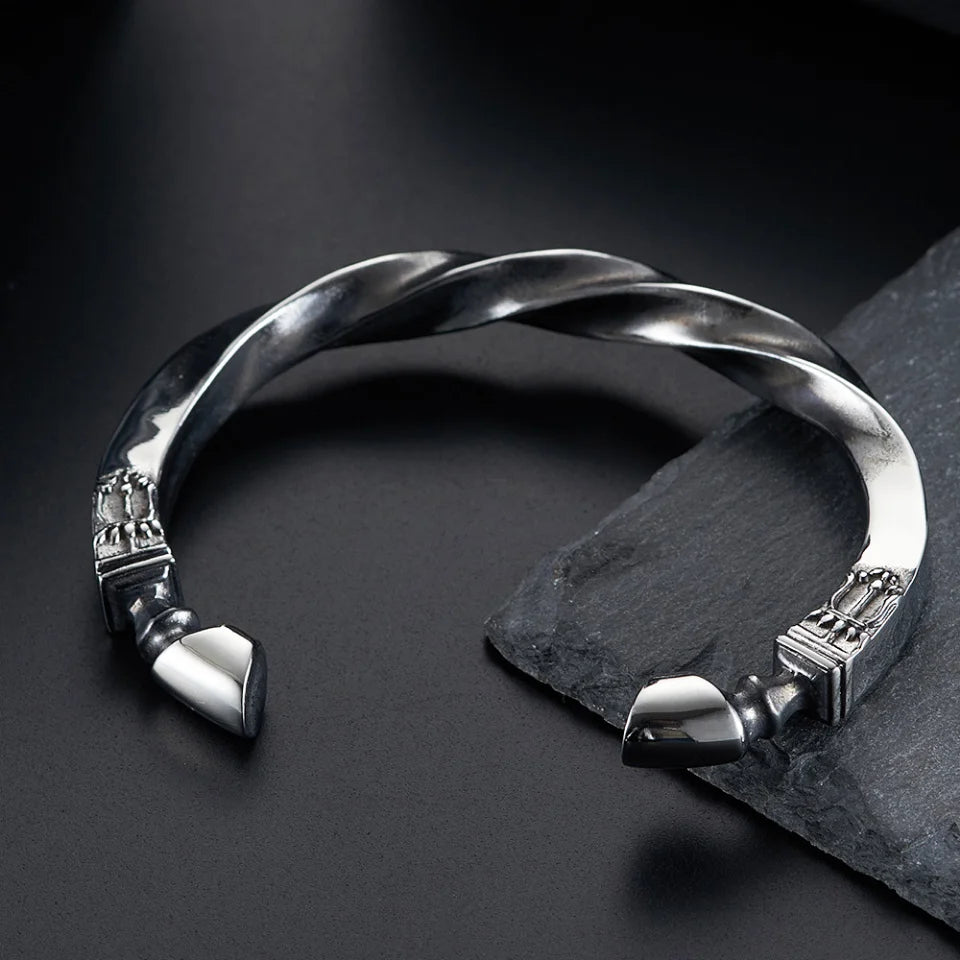PENDRA Dragon Totem Stainless Steel Open Cuff Bracelet