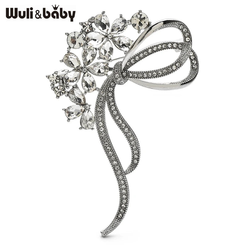 PENDRA Crystelle Purple Clear Crystal Flower Brooch