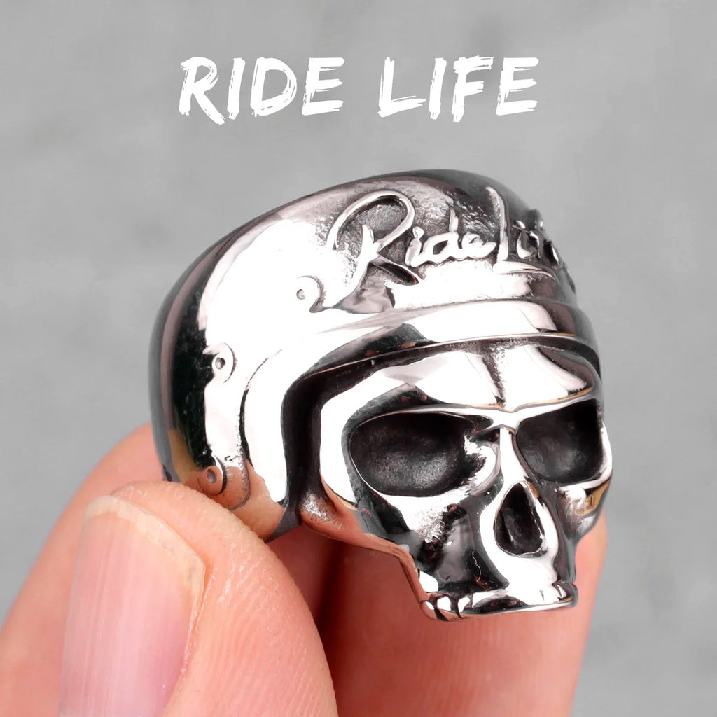 PENDRA Rider Life Skull Steel Ring