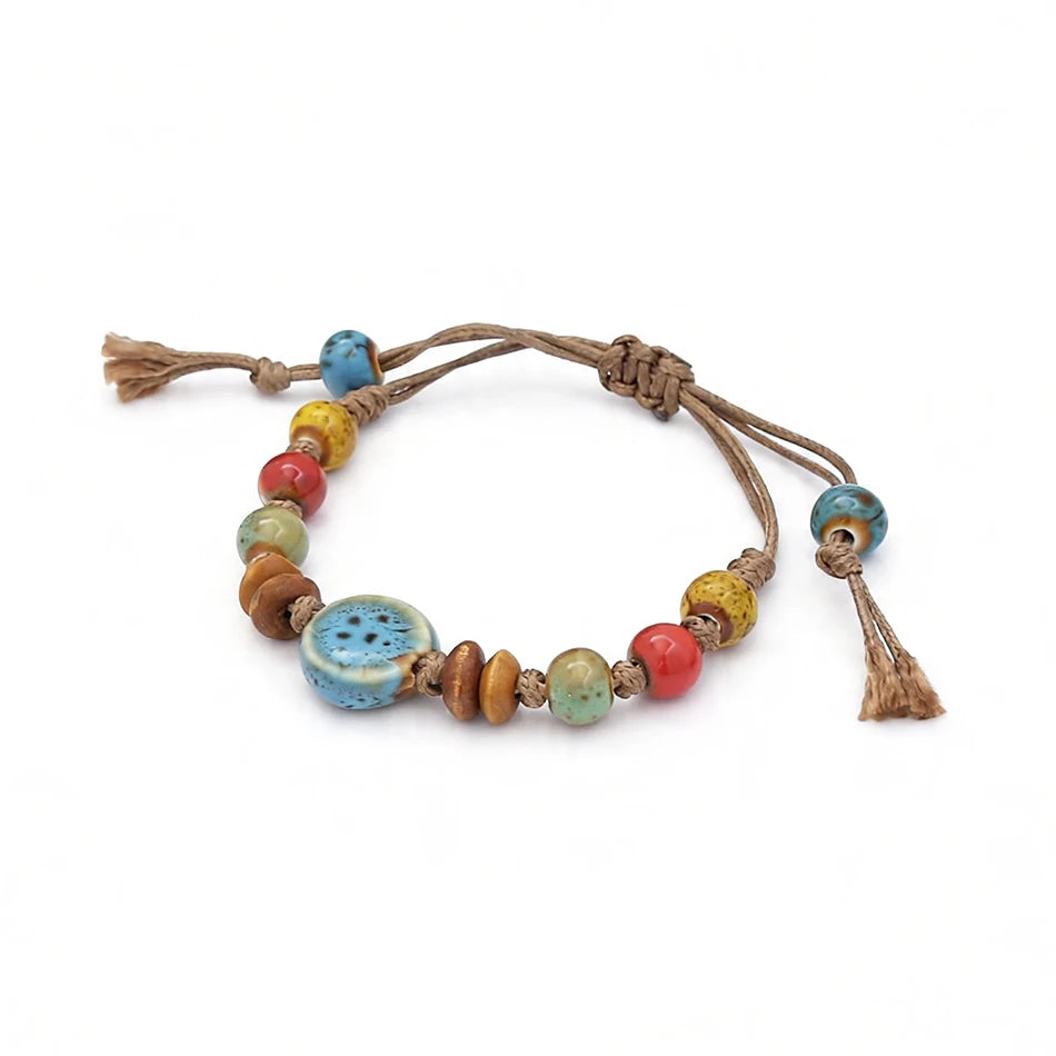 PENDRA Ceramica Light Blue Handmade Ceramic Beaded Bracelet