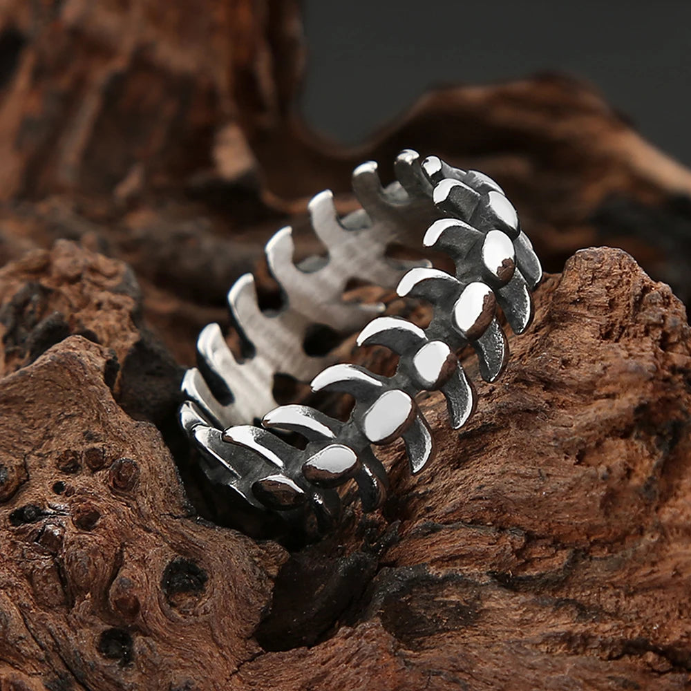 PENDRA Fishbone Stainless Steel Fish Bone Ring