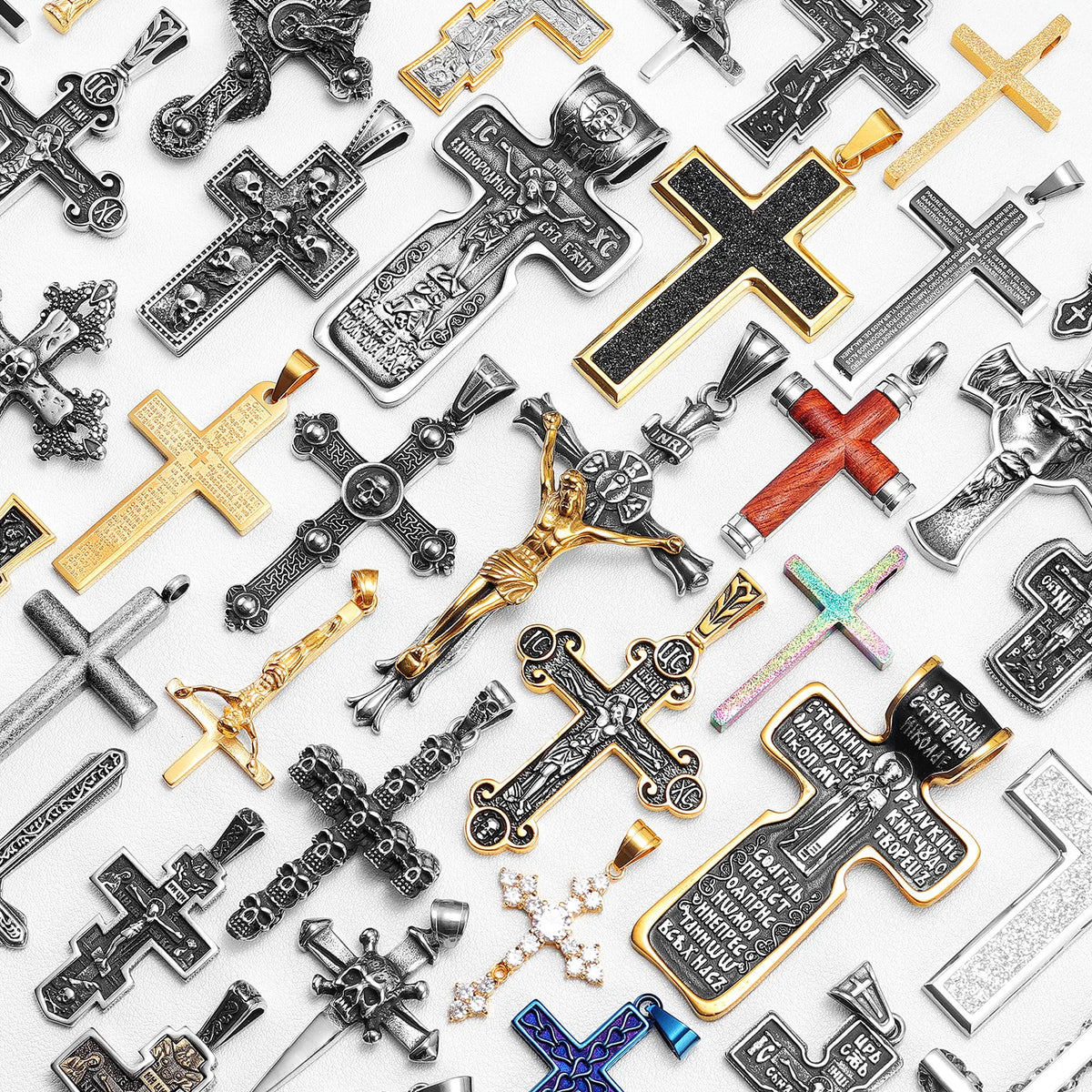 PENDRA Jesus Skull Cross Steel Necklace