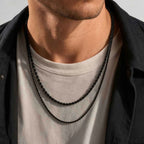 2pcs Men's Chain Necklace,Stainless Steel Black Gold Silver Color Twisted Rope Chain Collars,Trendy Punk Basic Chains Gift