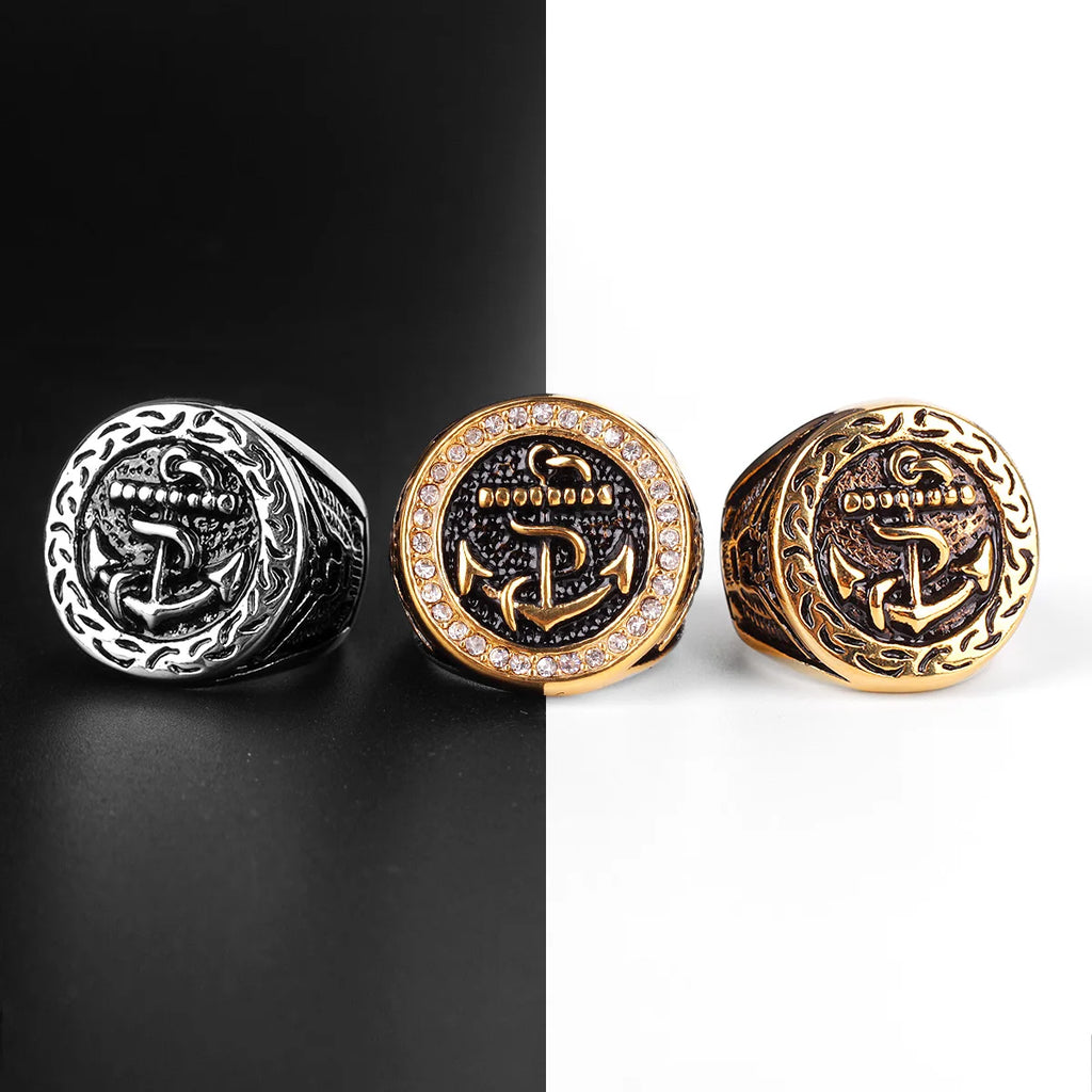 PENDRA Anchor Navy Ocean Steel Ring