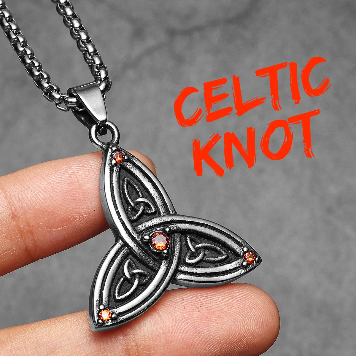 PENDRA Celtic Knot Gemstone Steel Necklace