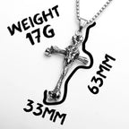 PENDRA Crow Bone Cross Steel Necklace