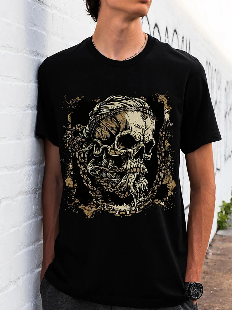 Valhalla Awaits Viking T-shirt Norse Mythology T-shirt Summer Outdoor Casual Men's T-shirt Street Fashion Men's Short Sleeve Top