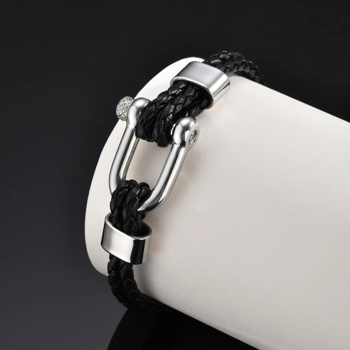 Stylish Leather Bracelet for Men Boys,Black Double Layers Leather Rope Bracelets,Trendy Jewelry Gifts to Dad Husband
