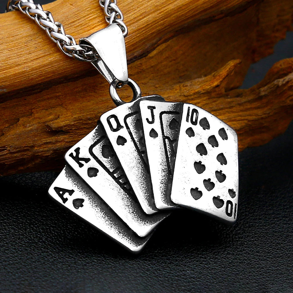 PENDRA Pokerflush Stainless Steel Poker Pendant Necklace
