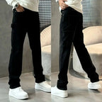 Spring Summer New Vintage Casual Slimming Straight-Leg Pants Washed Loose Micro-Cone Workwear Jeans for Men Man Clothes