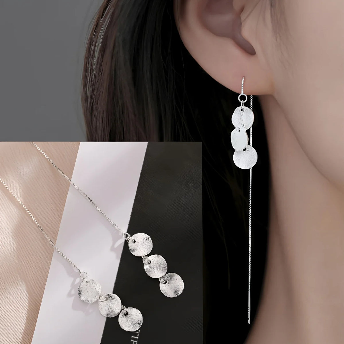 VENTFILLE Silver Drop Earrings for Women Long Tassel Box Chain Earrings Sweet Jewelry Dropshipping