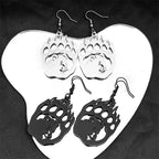 Hip Hop Animal Paw Bear Head Drop Earring for Women Stainless Steel Silver Black Color Hollow Earrings Jewelry E3492S06