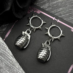 Funny Grenade Rivet Earrings For Men Women  Stainless Steel Silver Color Hiphop Rock Party Male Punk Hoop Ear Ring Jewelry Gift