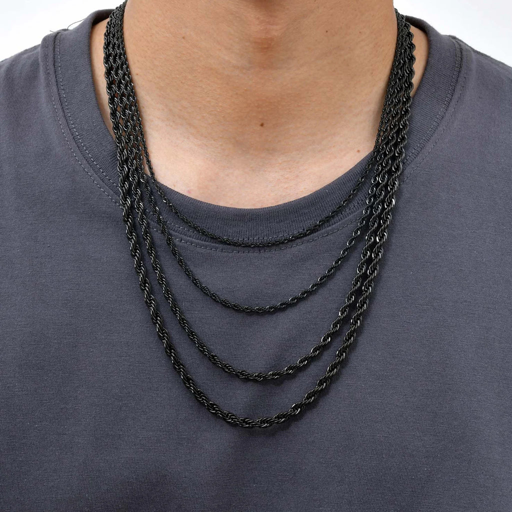 PENDRA Twisted Black Rope Chain Necklace
