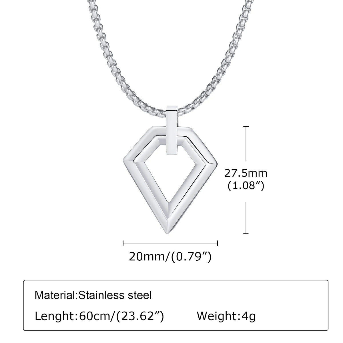Mens Simple Geometric Necklaces,Hollow Waterproof Stainless Steel Square Pendant Collars,Classic Jewelry Gifts for Boys