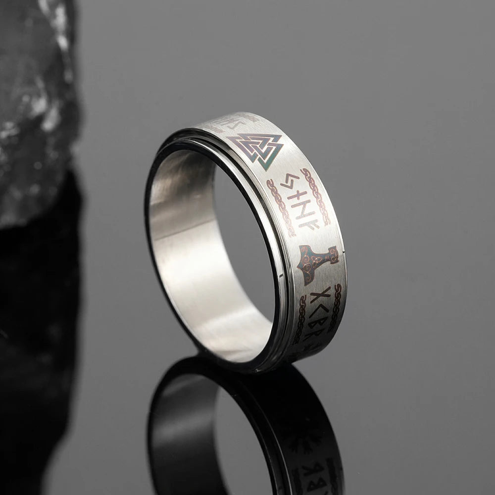 PENDRA Rune Gold Steel Ring