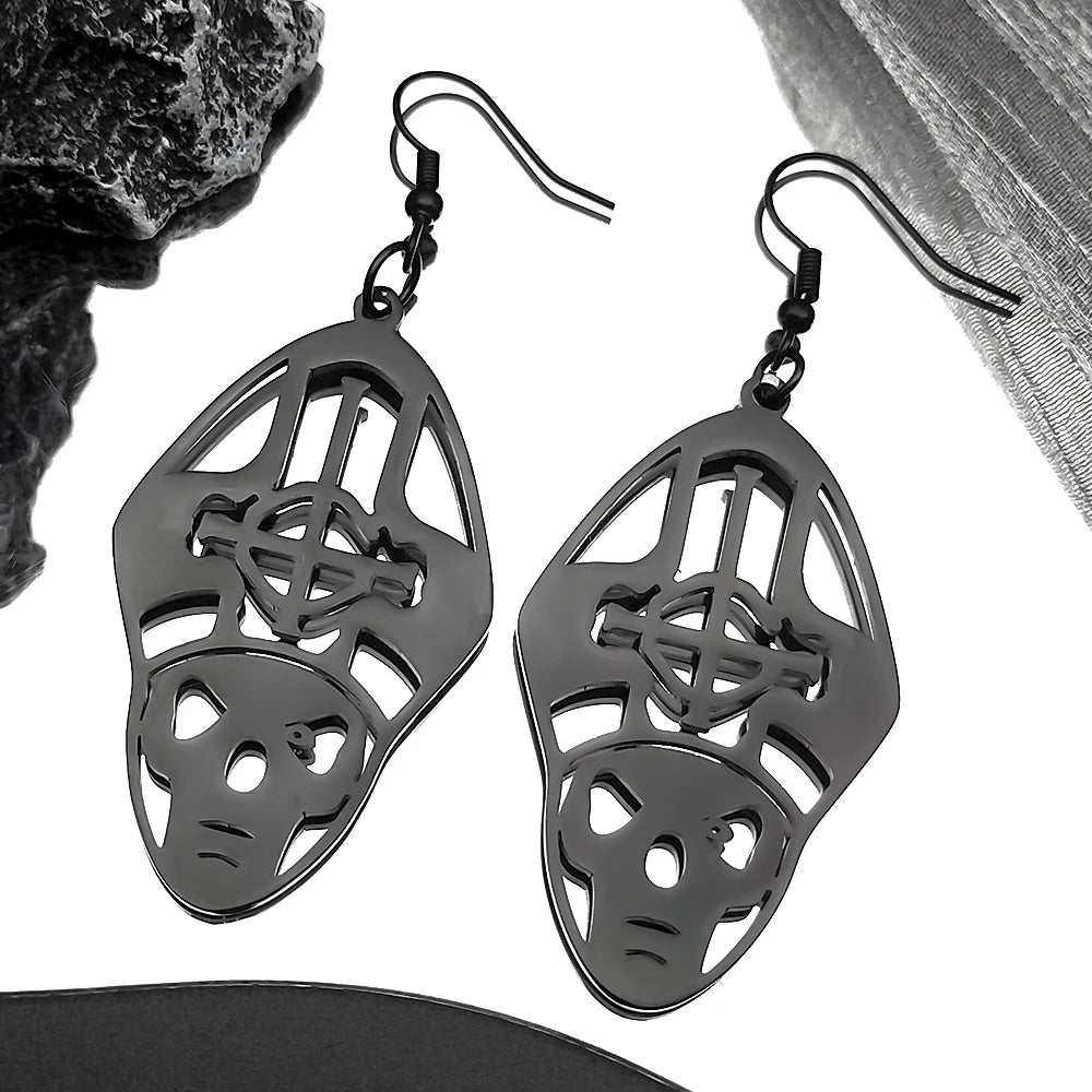 Metal Band Papa Emeritus Ghost Bc Nameless Ghoul Drop Earrings For Women Silver Color Long Hollow Earring Party Jewelry Gift