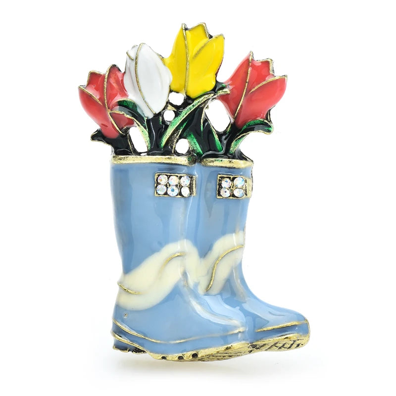 PENDRA Rainbloom Flower Rain Boot Brooch