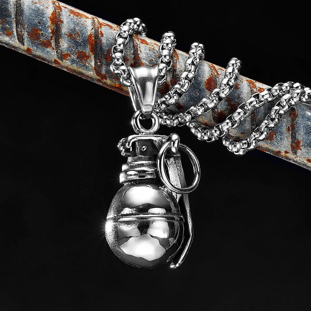 PENDRA Grenade Bomb Weapon Steel Necklace
