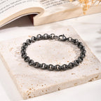 Chunky Belcher Round Chain Bracelets for Men Boys,Embossed Stainless Steel Braided Chain Wristband,Punk Jewelry Gifts
