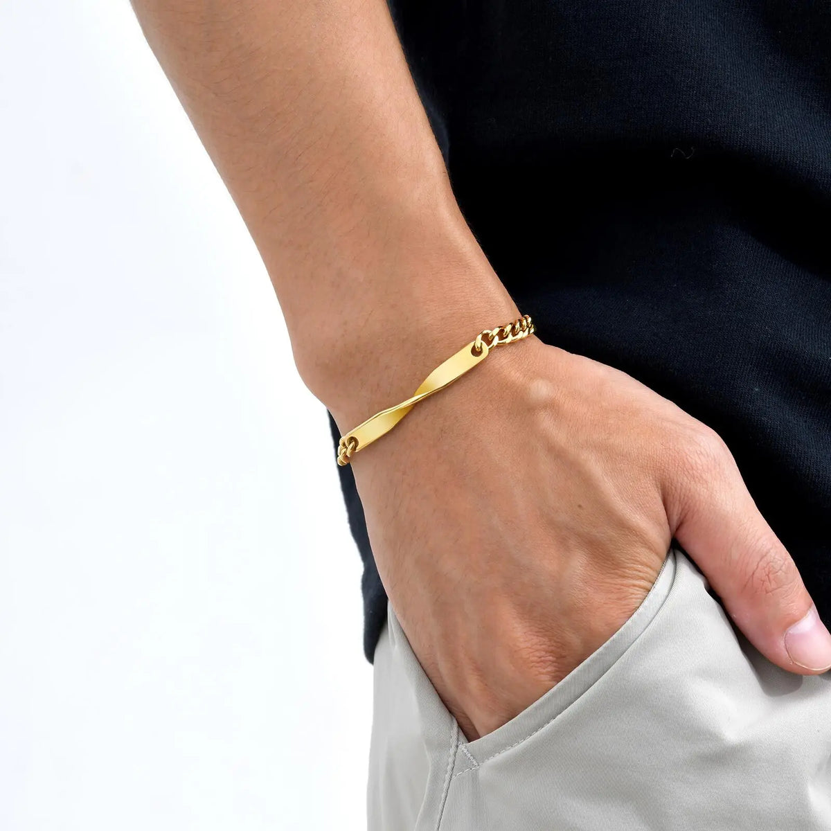 Simple Couple Bracelets for Women Men,Waterproof Stainless Steel Adjustable Mobius Bracelet,Anniversary Birthday Gift