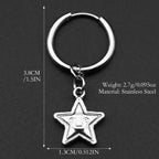Key Star Hiphop Earrings For Women Men Stainless Steel Silver Color Fashion Punk Rock Ear Rings Rapper Jewelry Accessory