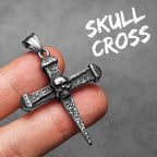 PENDRA Skull Turquoise Cross Steel Necklace