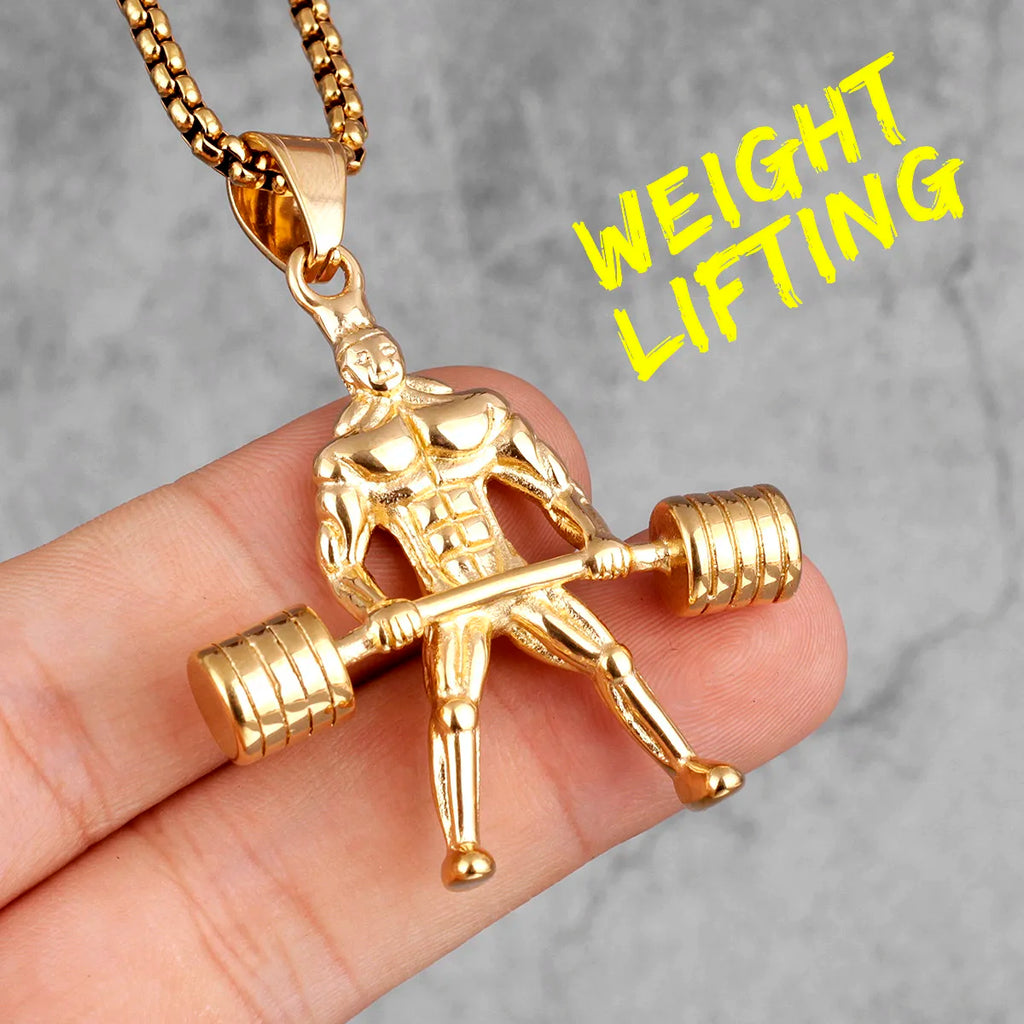 PENDRA Weightlifting Fitness Bodybuilding Steel Necklace