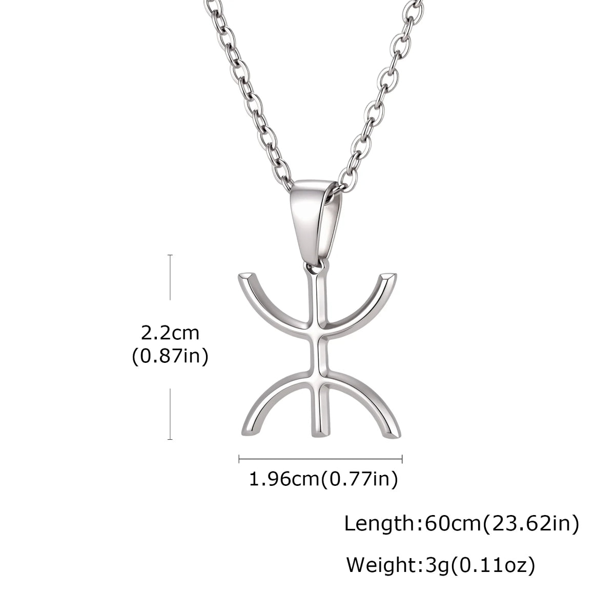 Africa Berbers Symbol Necklace for Men,Stainless Steel Amazigh ⵣ Letter Necklace,Ethnic Amulet Jewelry