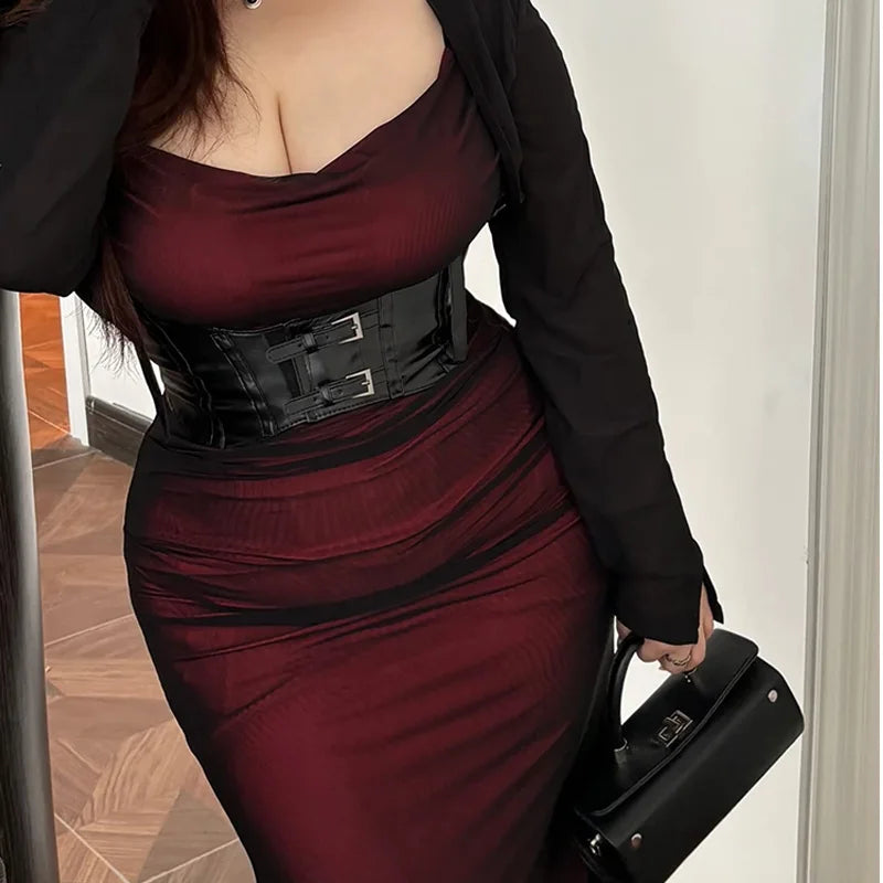 Women's Waist Belt Underbust Corset PU Leather Adjustable Punk Cummerbund Corset Wide Belts Dress Costume Waistband Cincher