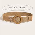 PENDRA Zaraellea Straw Round Buckle Boho Belt