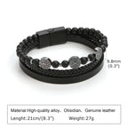 Tree of Life Leather Bracelets for Men Dad Father Grandfather BFF, Black Braided Rope Chain Multi-Layers Wristband Gift Jewelry
