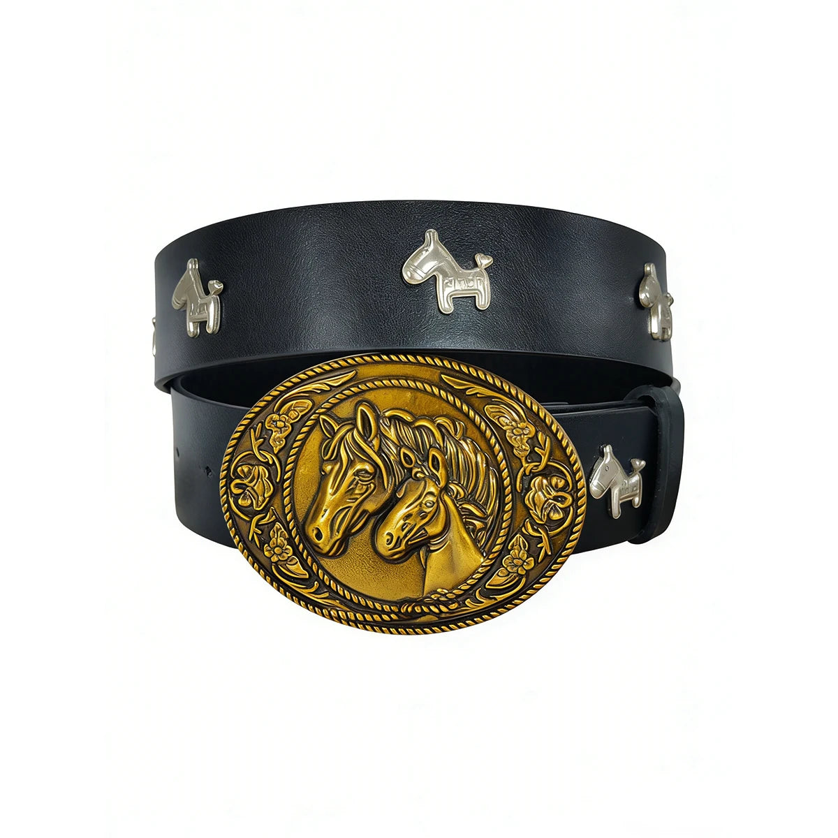 Vintage Belt Luxury Horse Punk Decoration Y2k Western Cowboy Buckle Gothic Men and Women Pu Leather Waistband Jeans Belts