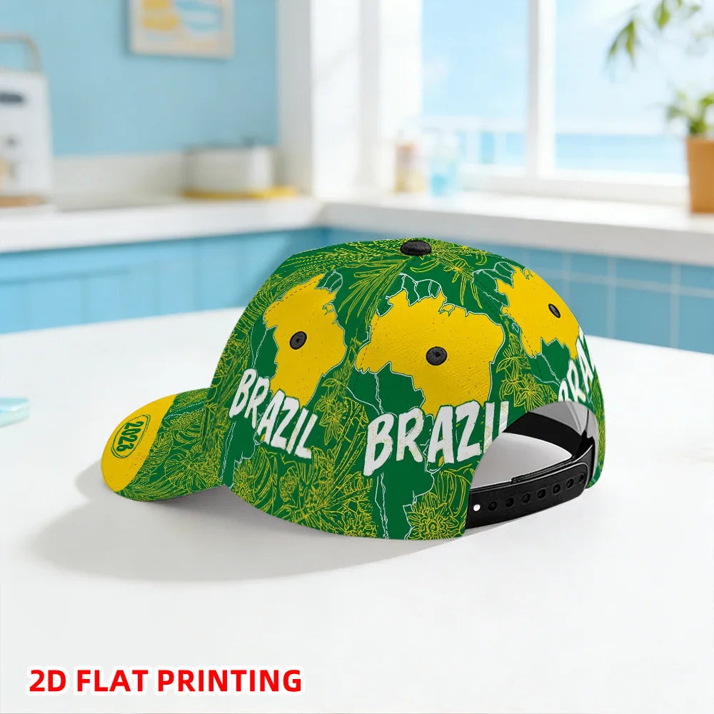PENDRA Flat Brazil Tropical Graphic Baseball Adjustable Duckbill Comfortable Baseball Cap