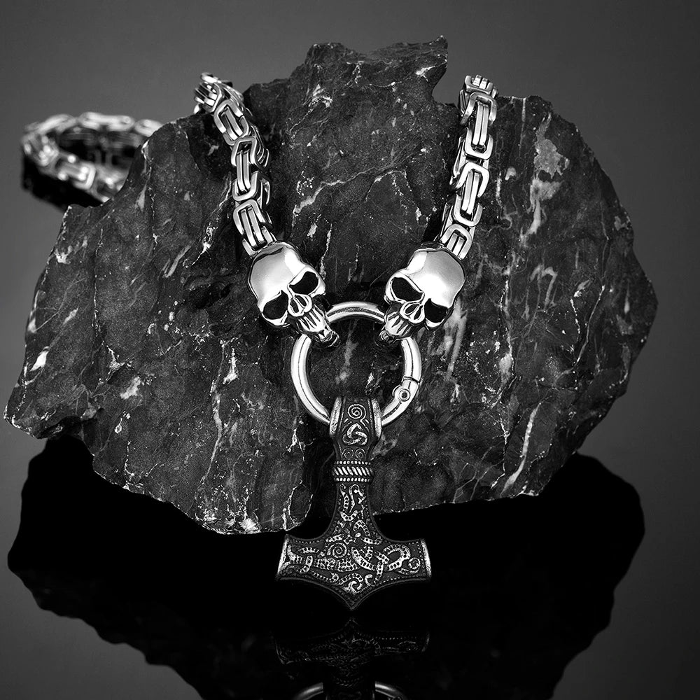 PENDRA Thor Hammer Norse Steel Necklace